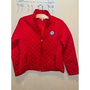 Cutter & Buck Red Rainier Puffer Jacket Women's Size L - TEXAS RANGERS baseball